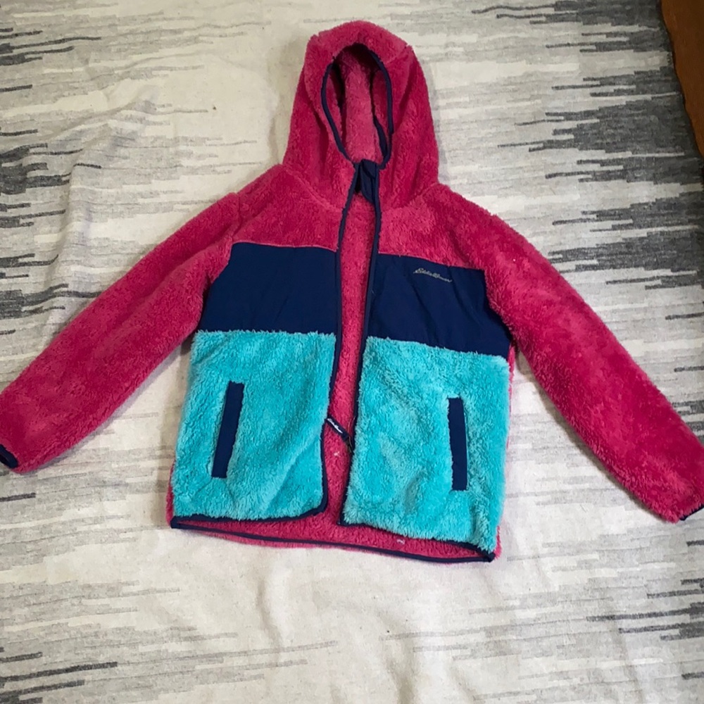 Multi colored plush girls jacket